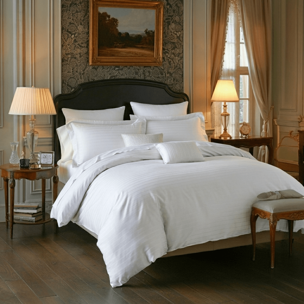 Pinstripes Baumwolle Jacquard White Set