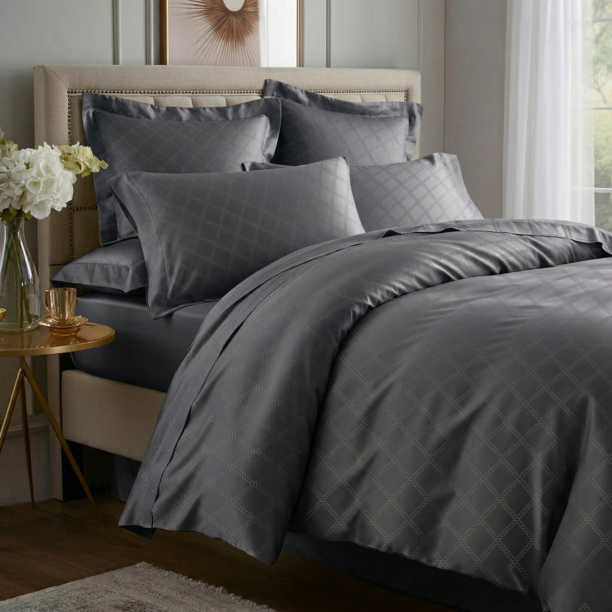 Verdura Baumwolle Jacquard Granit Set