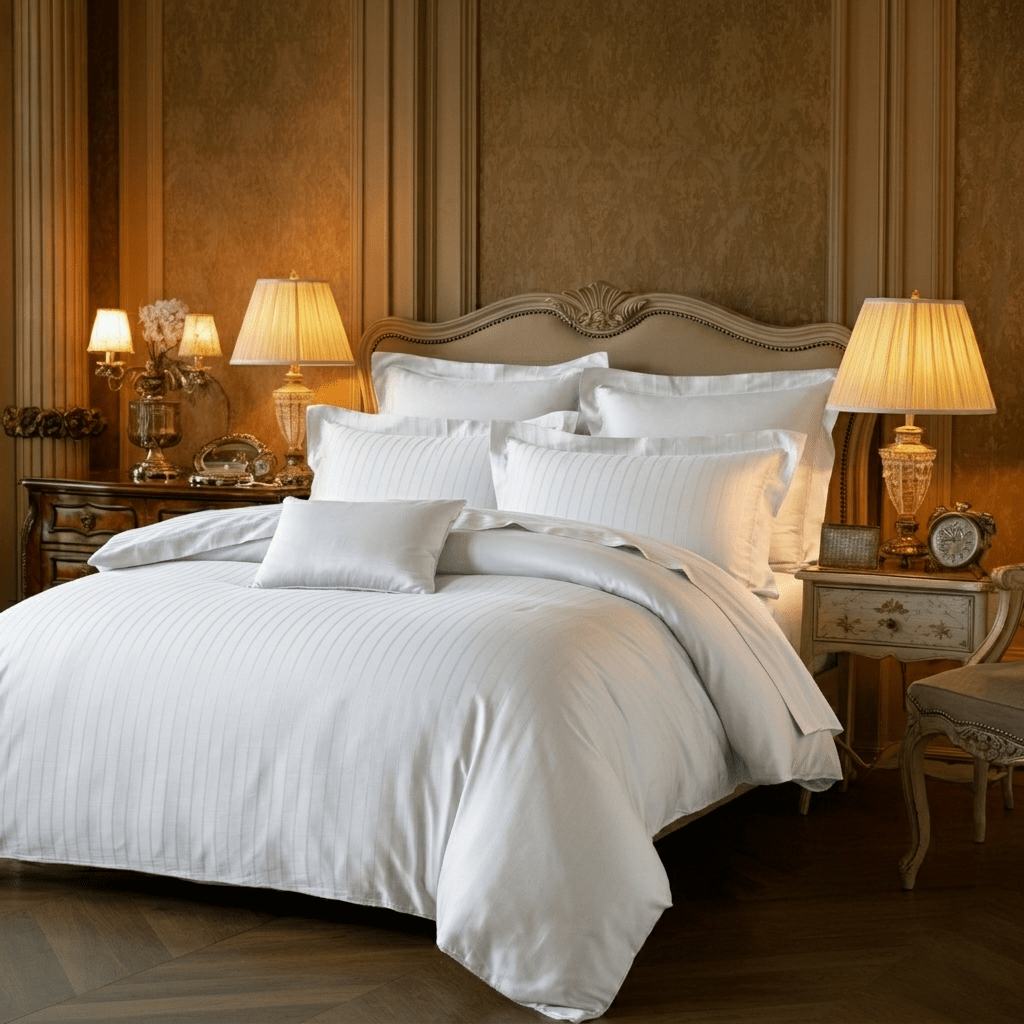 Pinstripes Baumwolle Jacquard White Set
